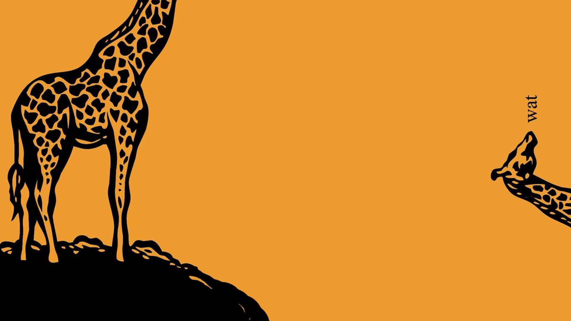 Funny Giraffe, black silhouette, rock, Full HD Desktop Wallpaper