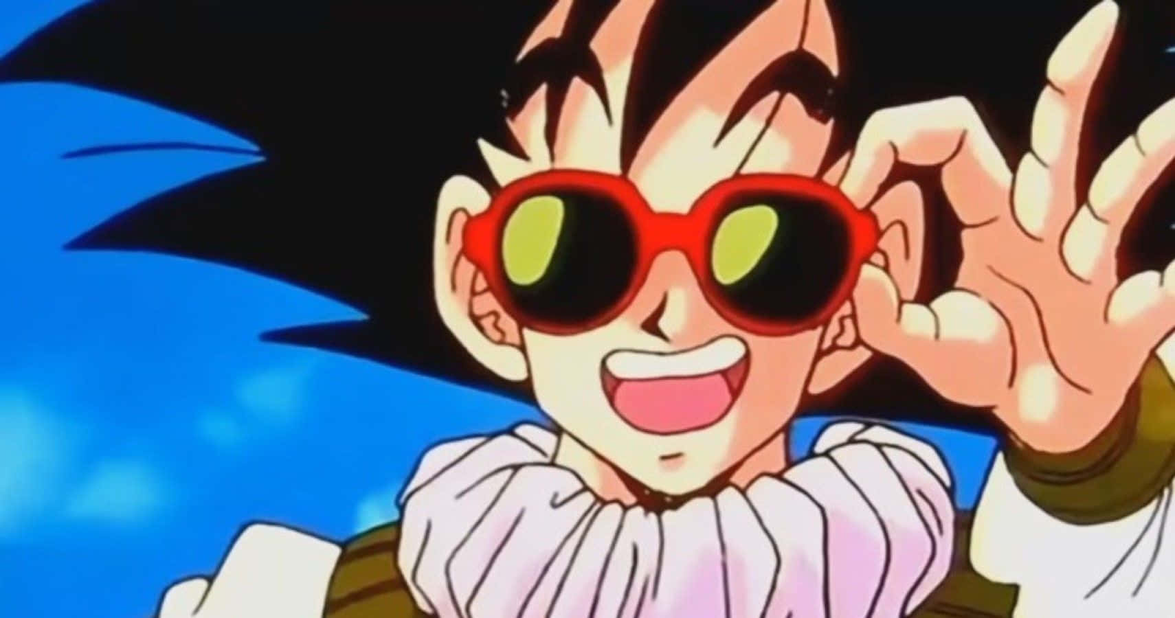 Goku, spiky black hair, red sunglasses, HD Desktop Wallpaper