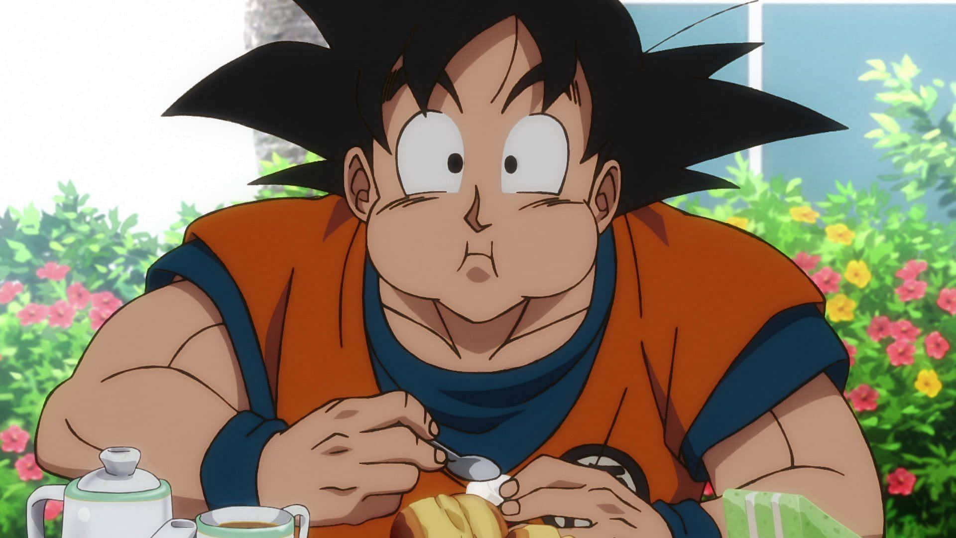 Goku, breakfast, table, Full HD Desktop Wallpaper