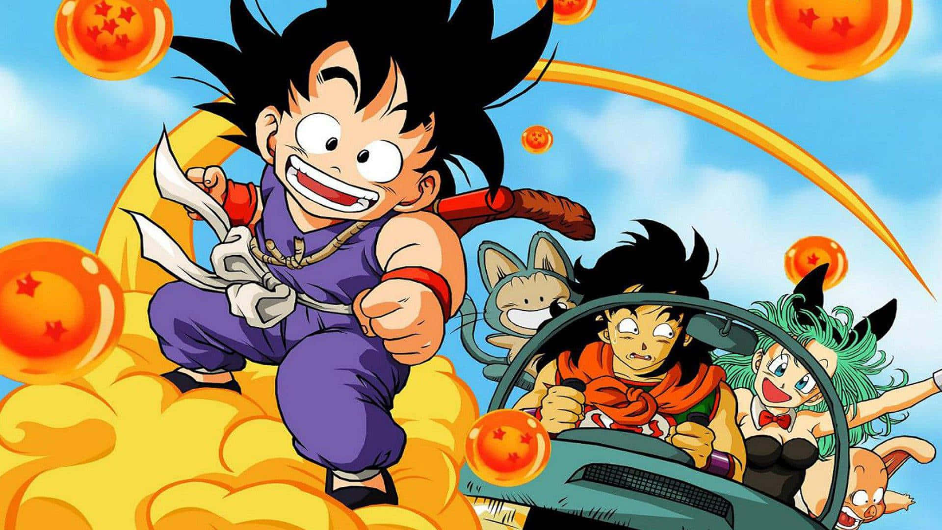 Goku, cloud, flying car, Full HD Desktop Wallpaper