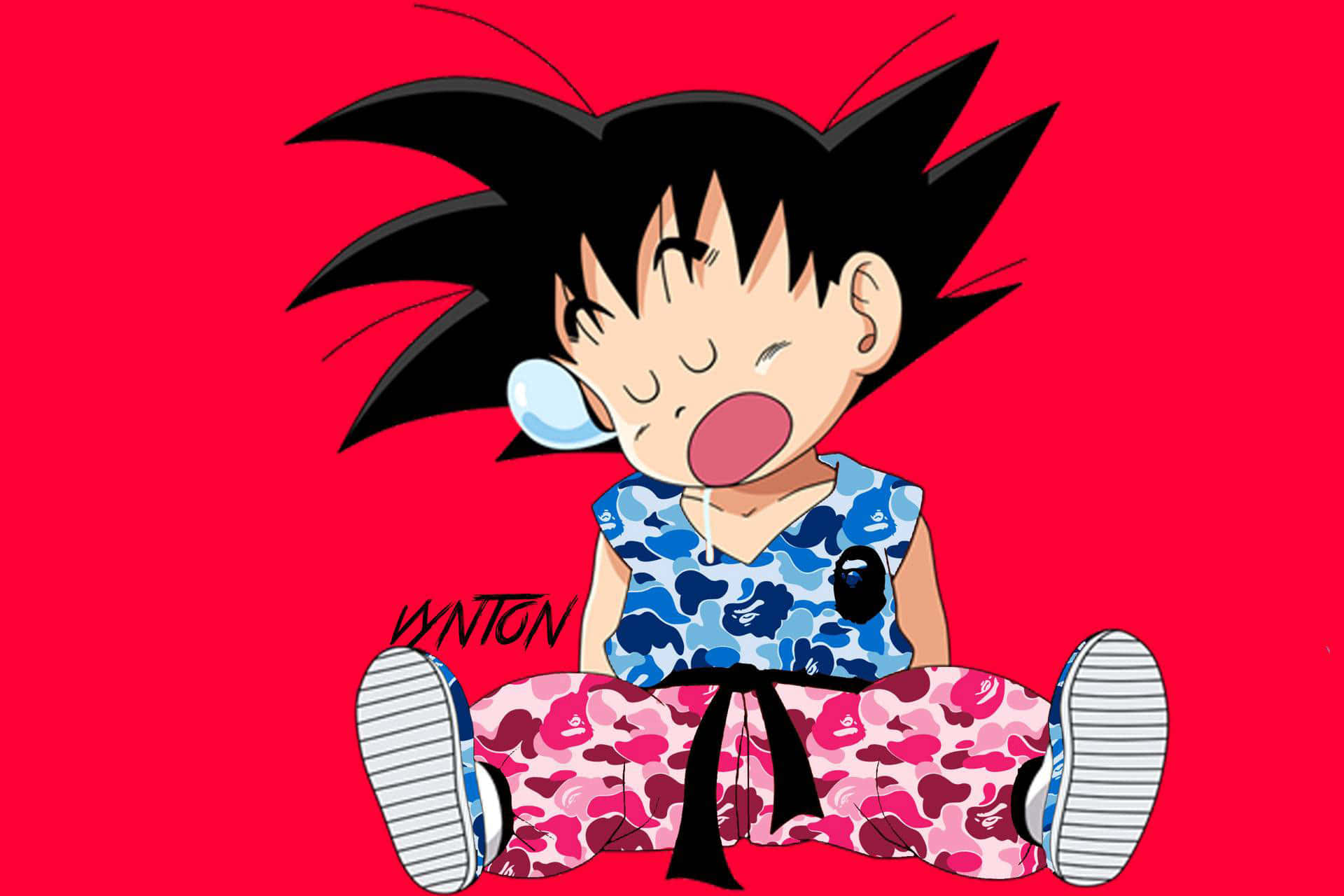 Goku, spiky black hair, camouflage clothes, Full HD Desktop Wallpaper