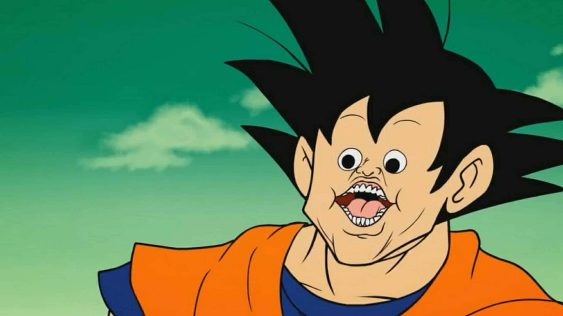 Goku, anime character, green sky, Full HD Desktop Wallpaper