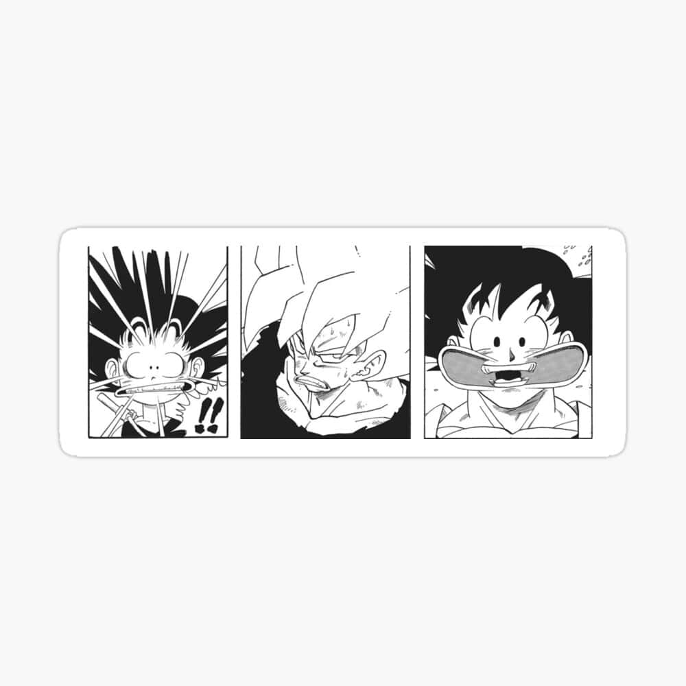 Funny Goku, manga panels, exaggerated shocked expressions, SD Desktop Wallpaper