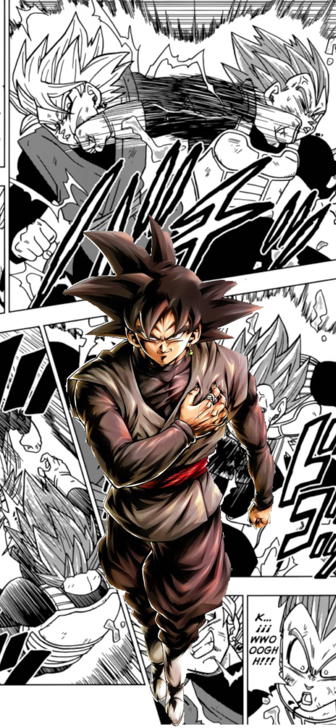 Goku Black, manga panel, battle scene, Full HD Phone Wallpaper