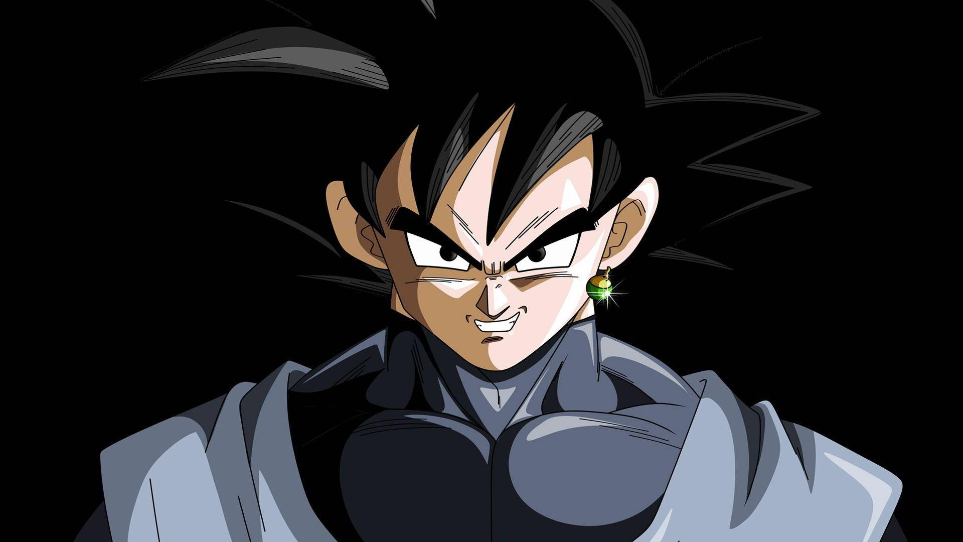 Black Goku, spiky black hair, green earring, Full HD Desktop Wallpaper