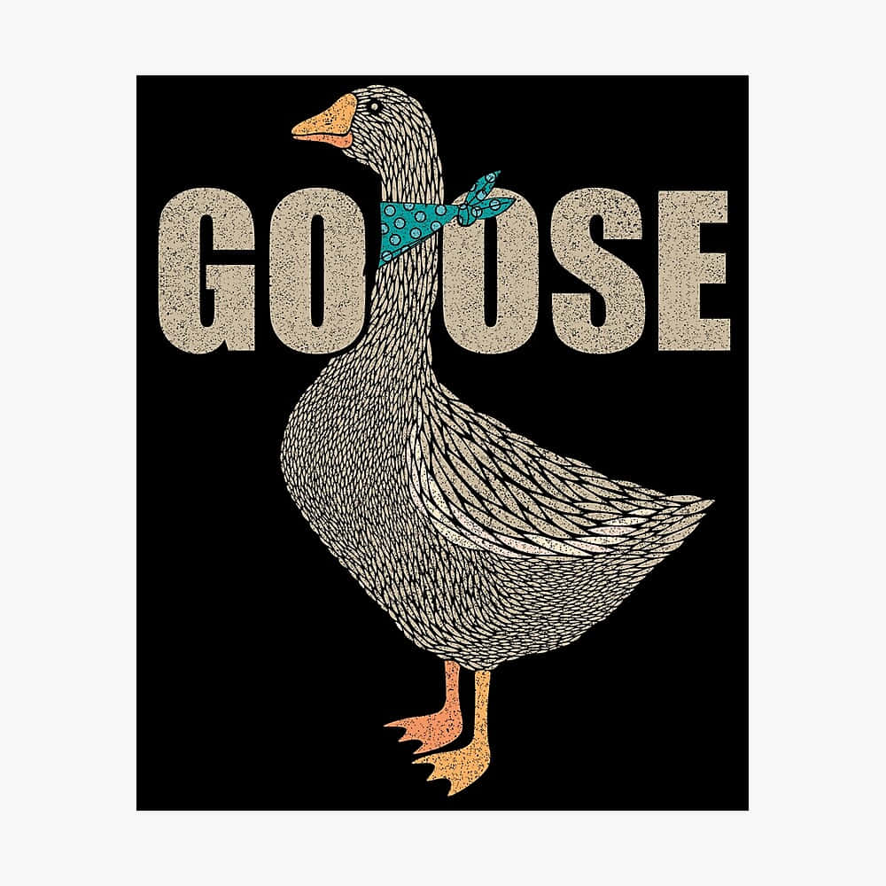 Funny Goose, teal polka-dot bandana, black background, SD Desktop Wallpaper