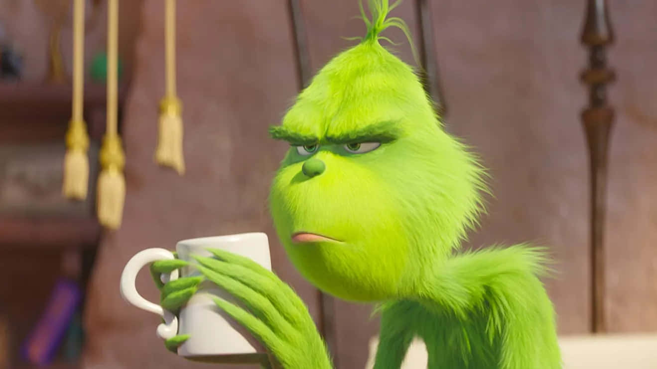 Grinch, white mug, cozy room, HD Desktop Wallpaper