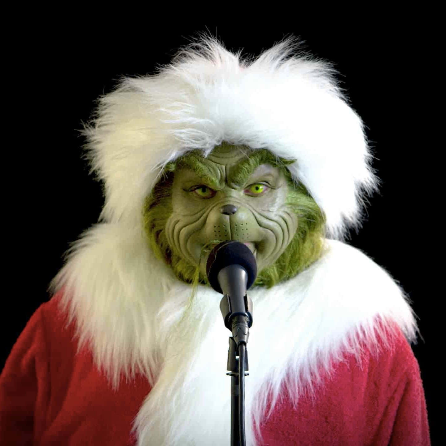 Grinch, red Santa suit, white fur trim, HD Desktop Wallpaper