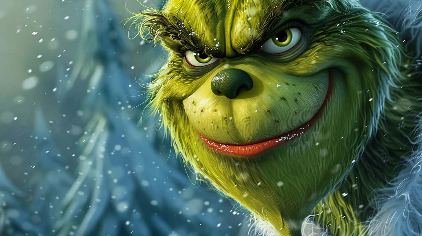 Grinch, snowflakes, winter forest, HD Desktop Wallpaper