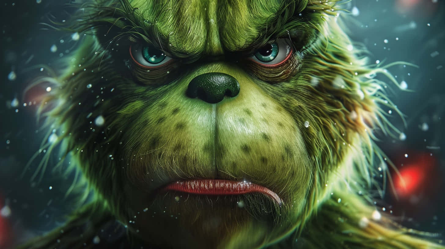 Grinch, green face, snowflakes, HD Desktop Wallpaper