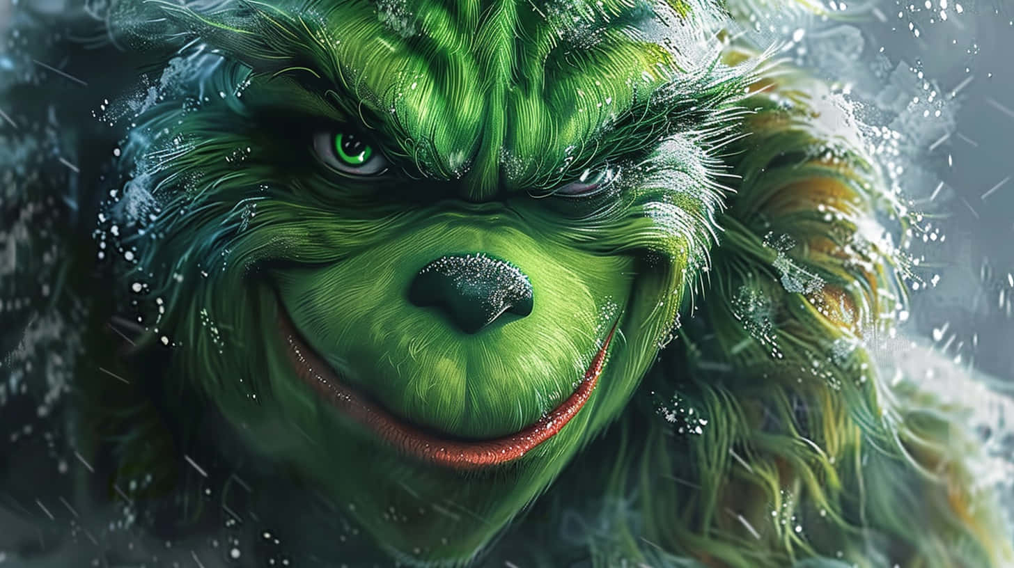 Grinch, green fur, icy snowflakes, HD Desktop Wallpaper