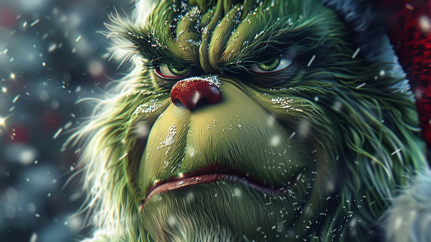 Grinch, green fur, red nose, HD Desktop Wallpaper