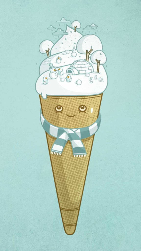 Funny iPhone, ice cream cone, scarf, SD Phone Wallpaper