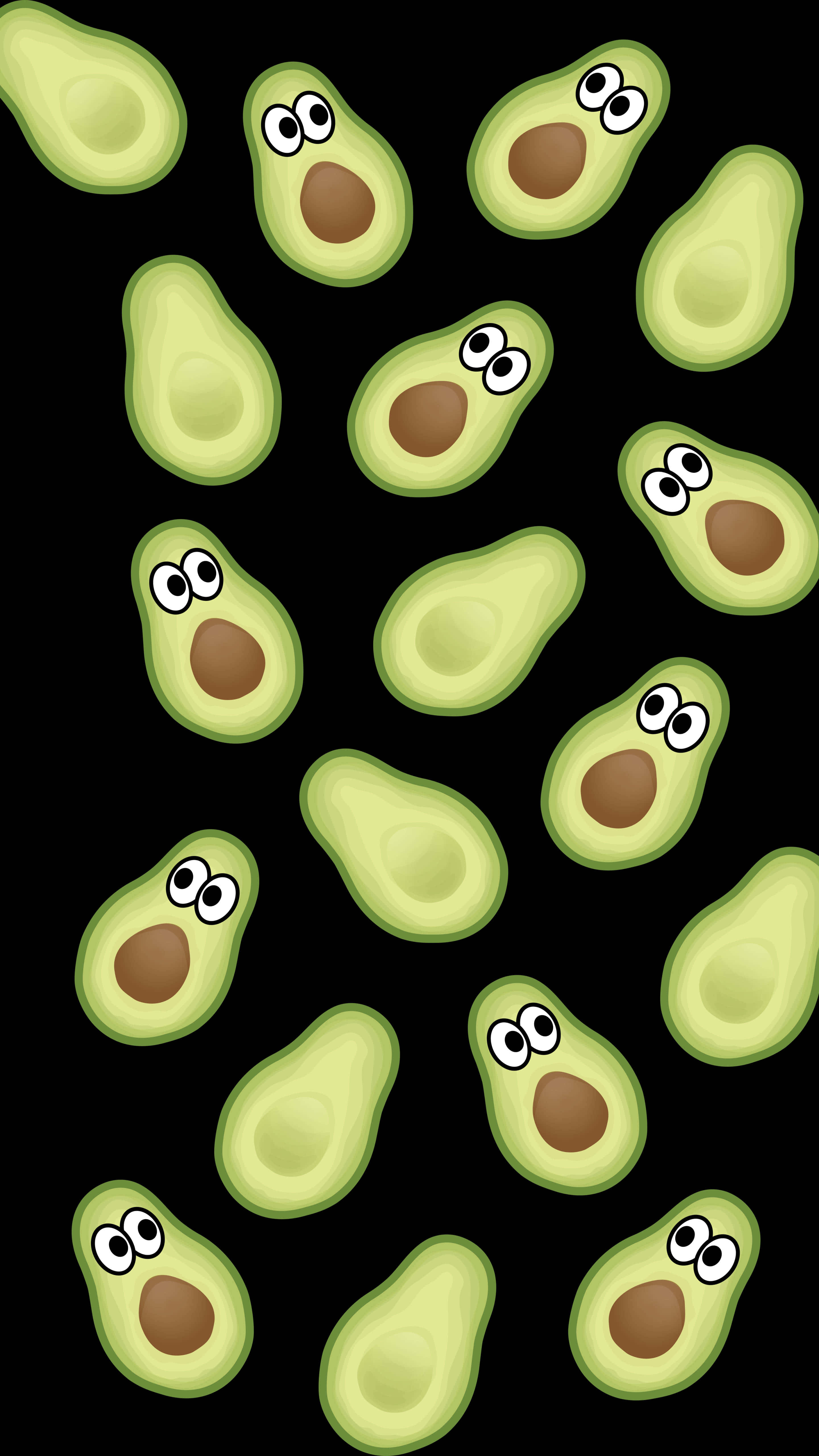 avocado, googly eyes, black background, 5K Phone Wallpaper