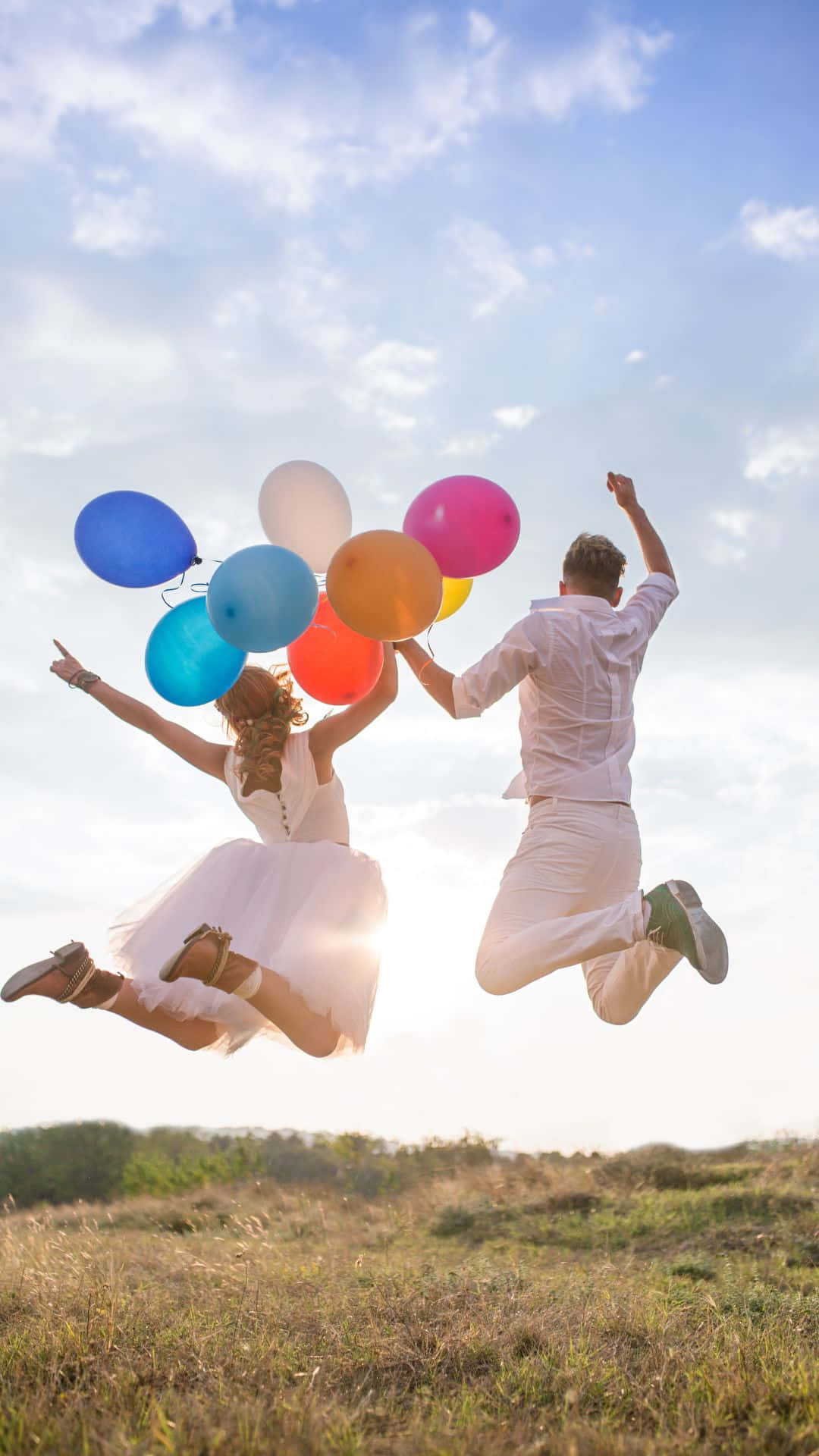 iPhone, happy, colorful balloons, Full HD Phone Wallpaper