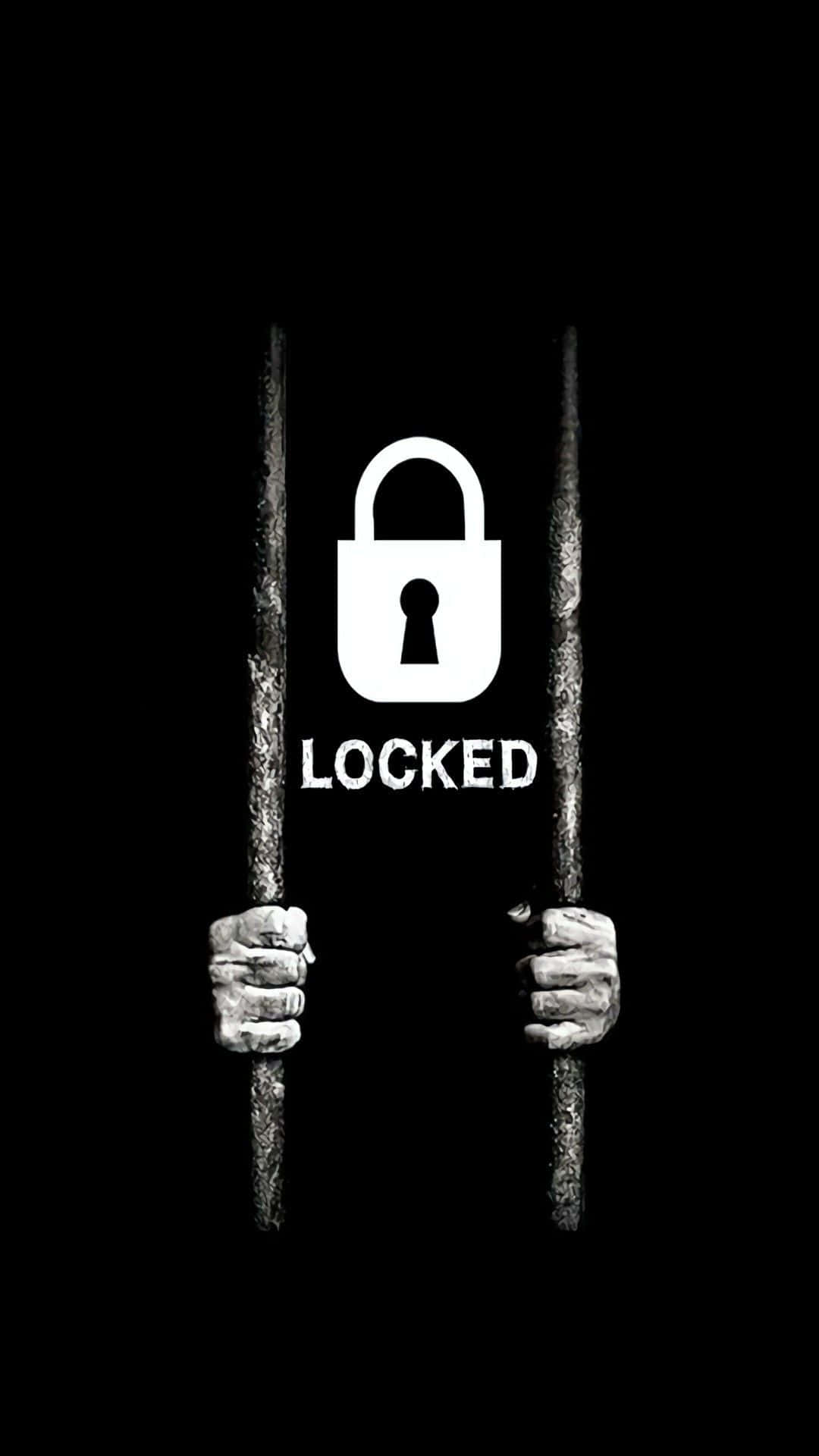 Prison Bar, white padlock, LOCKED text, Full HD Phone Wallpaper