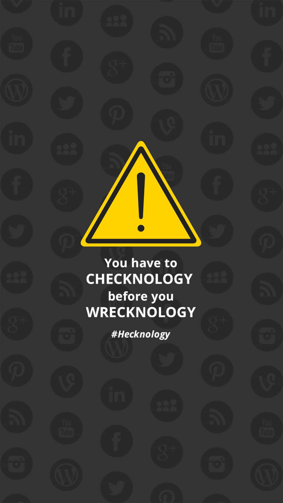 Yellow Warning Triangle, Exclamation Mark, Dark Gray Background, Full HD Phone Wallpaper