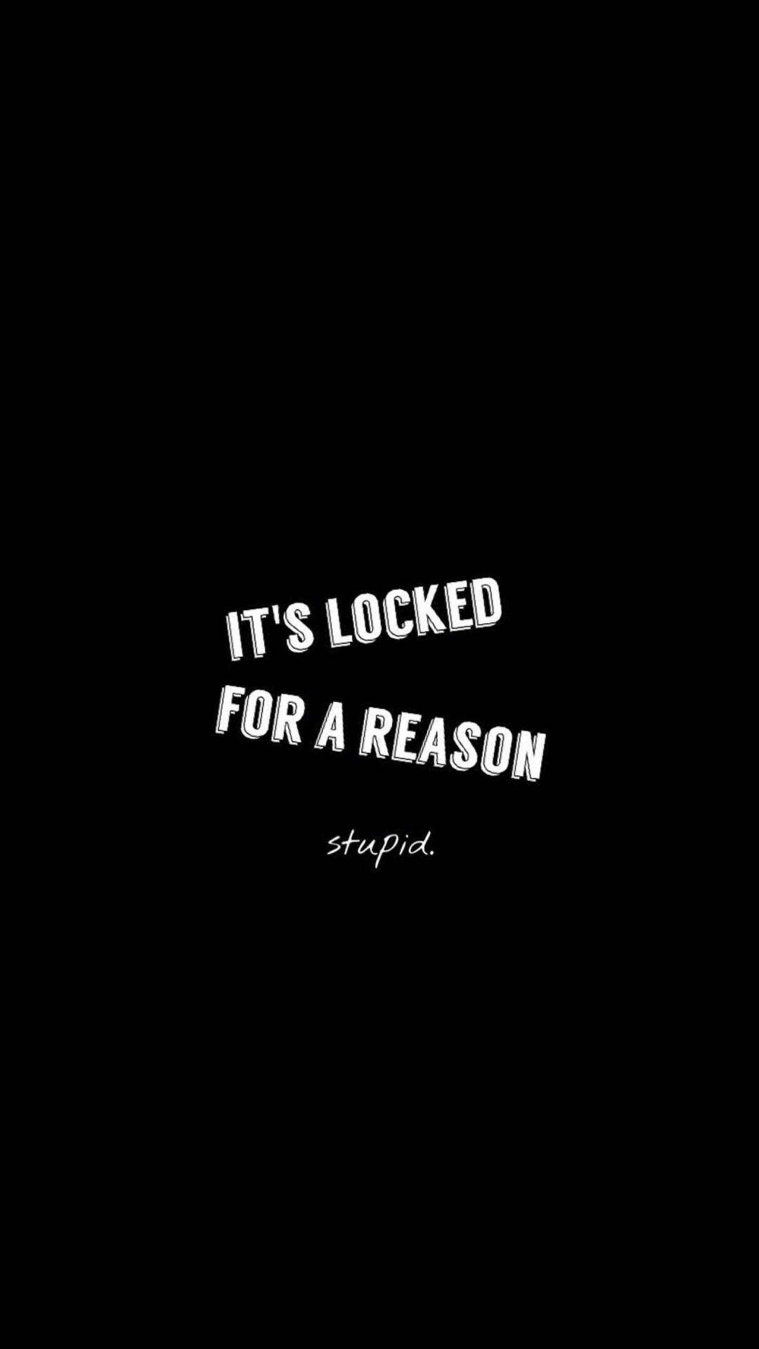 IT'S LOCKED FOR A REASON, stupid, solid black background, Full HD Phone Wallpaper