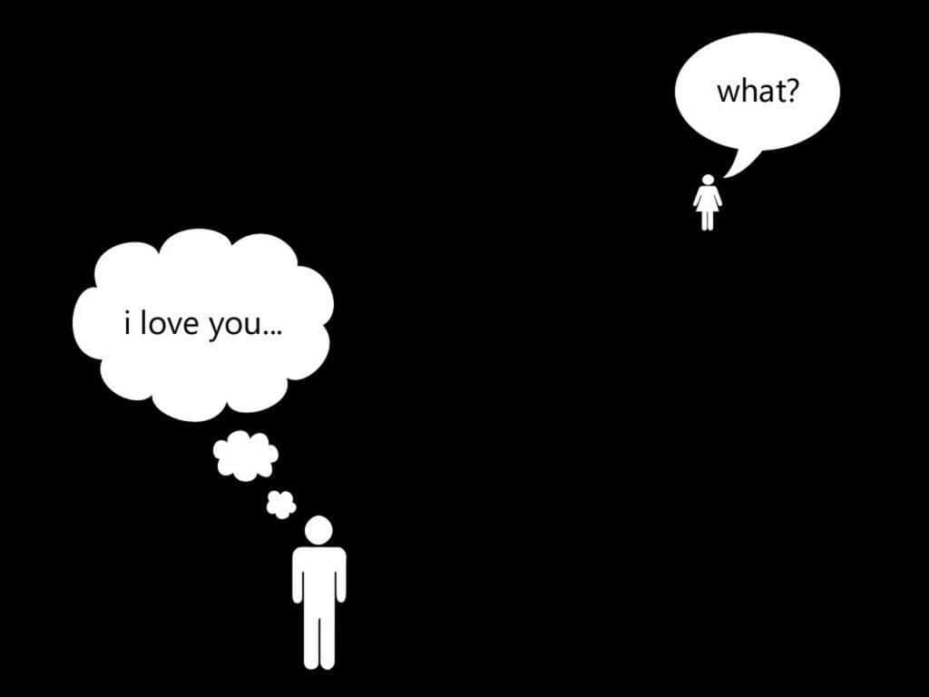 Funny Love, black and white illustration, speech bubbles, SD Desktop Wallpaper