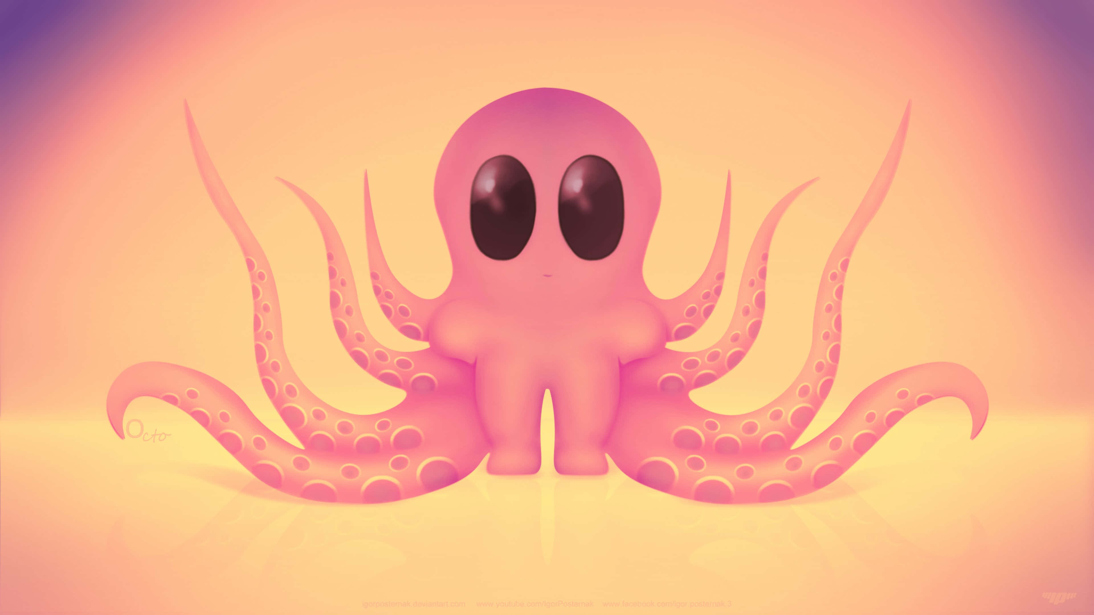 funny love, 3840 x 2160, pink cartoon octopus, 4K Desktop Wallpaper