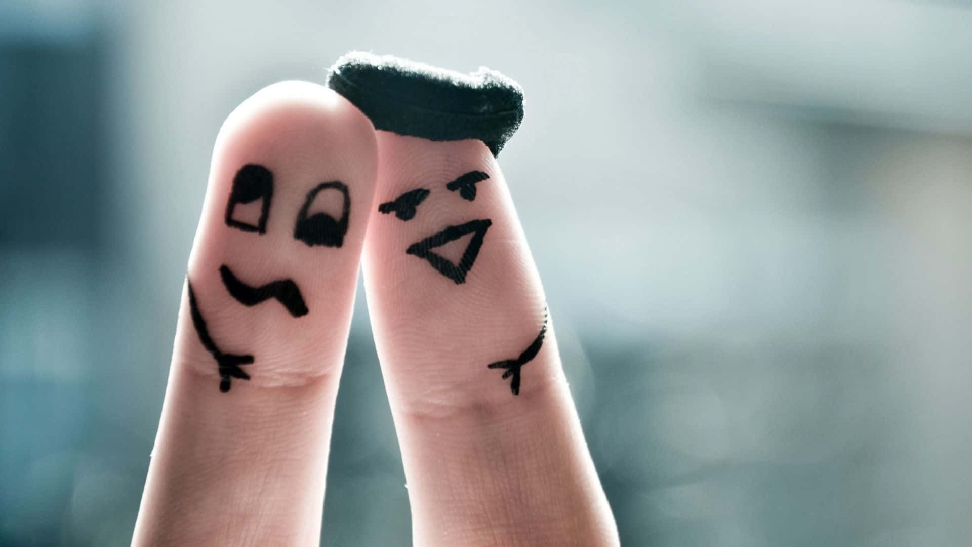Funny Love, black faces, tiny hat, Full HD Desktop Wallpaper