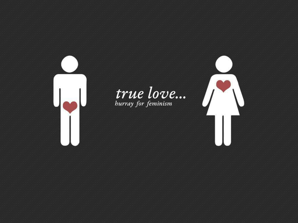 true love, minimalist white figures, dark textured background, SD Desktop Wallpaper