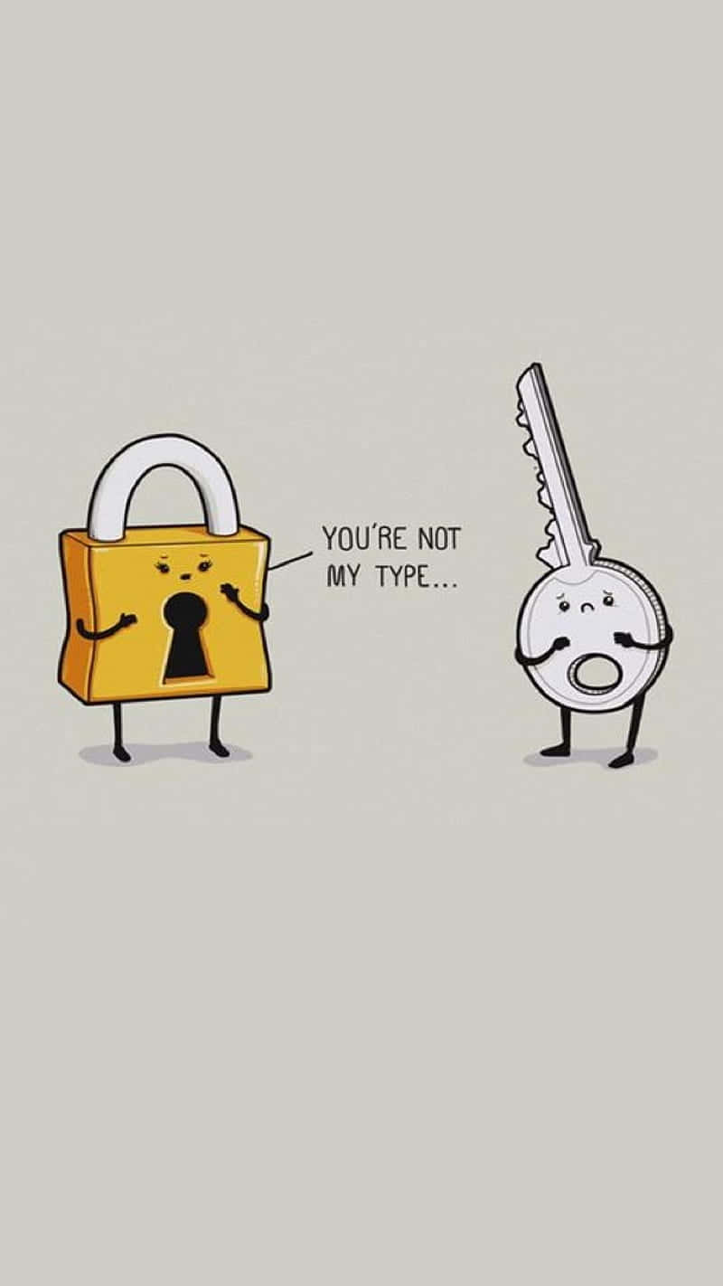 Funny Love, yellow padlock, white key, HD Phone Wallpaper