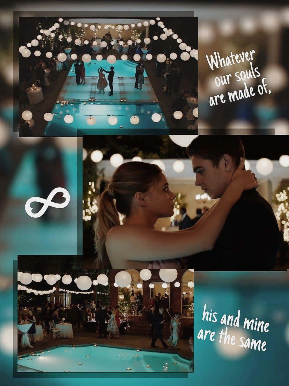 string lights, glowing pool, nighttime wedding reception, HD Phone Wallpaper
