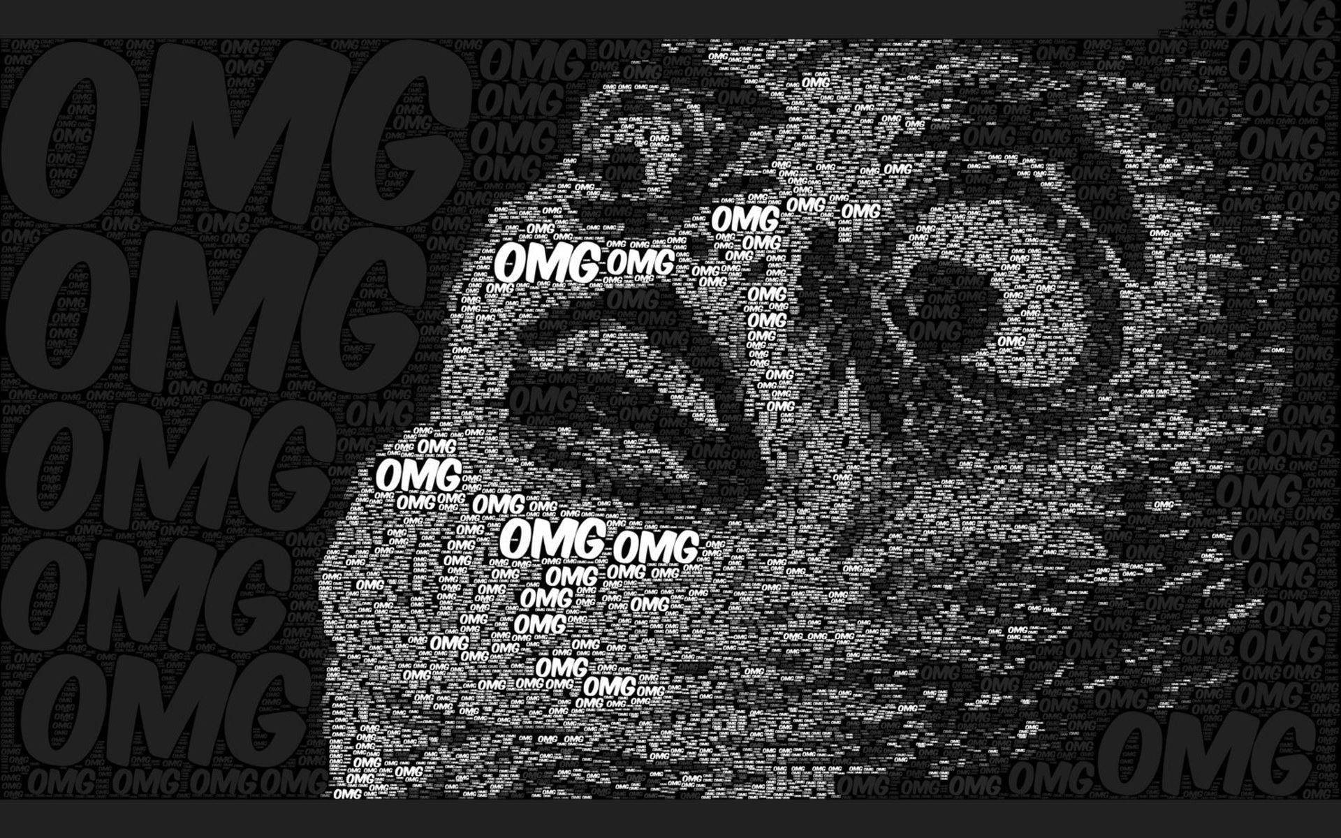 OMG, monochrome, surprised face, Full HD Desktop Wallpaper
