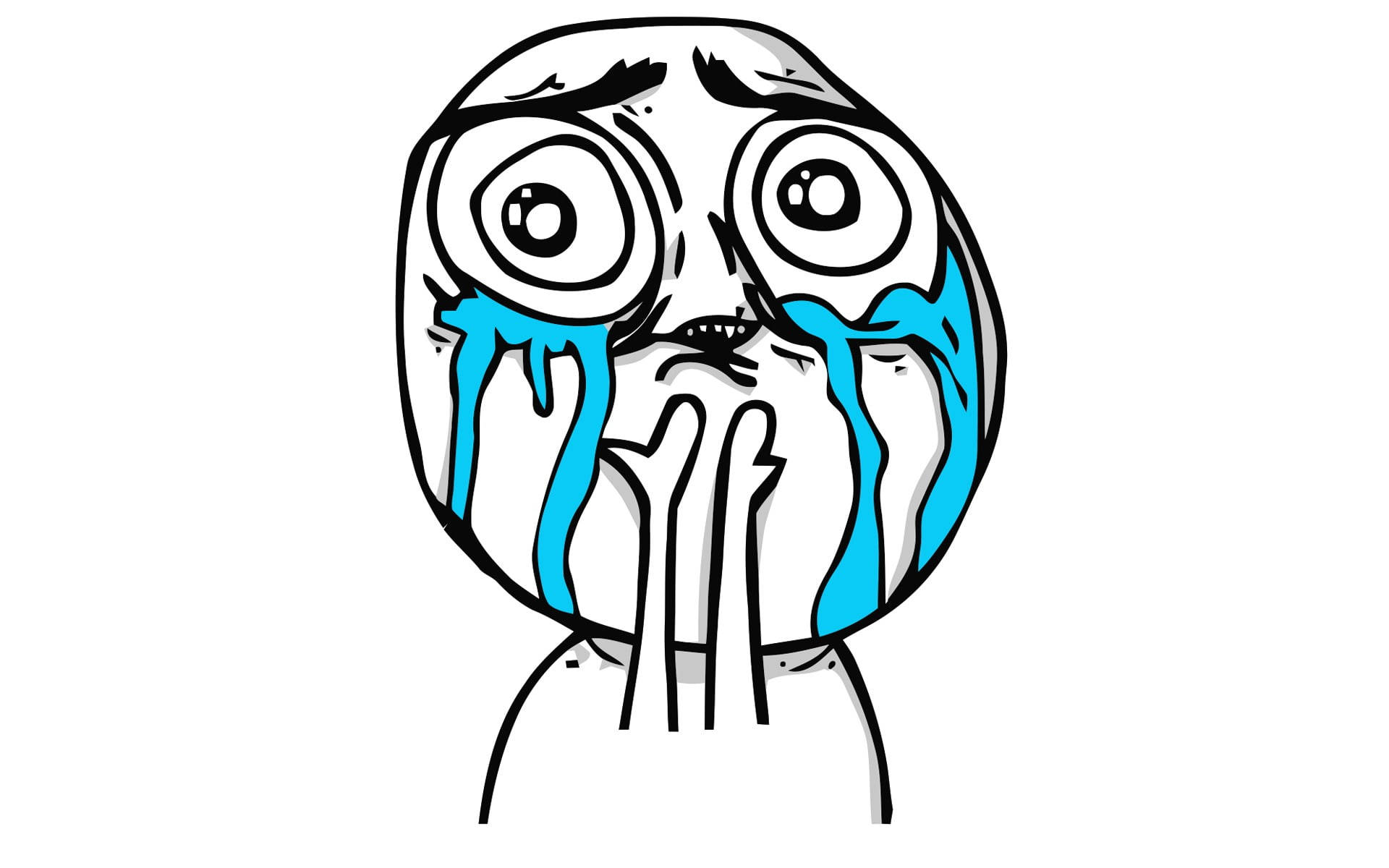 crying troll face, cartoon face, wide eyes, Full HD Desktop Wallpaper