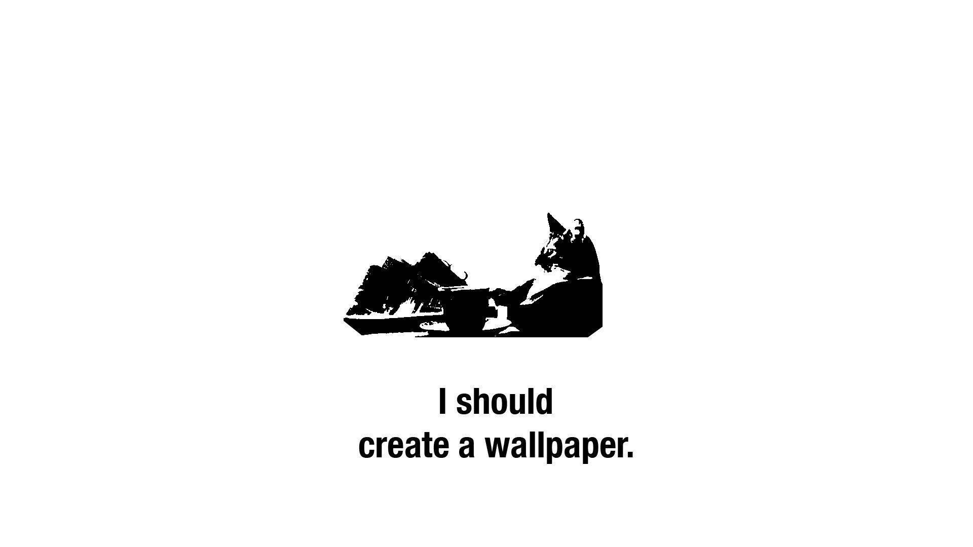 cat, bush, minimalist black silhouette, Full HD Desktop Wallpaper