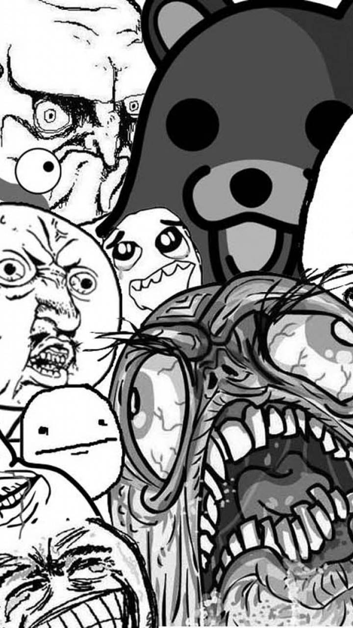 meme phone, black and white comic panel, grotesque cartoon monsters, HD Phone Wallpaper