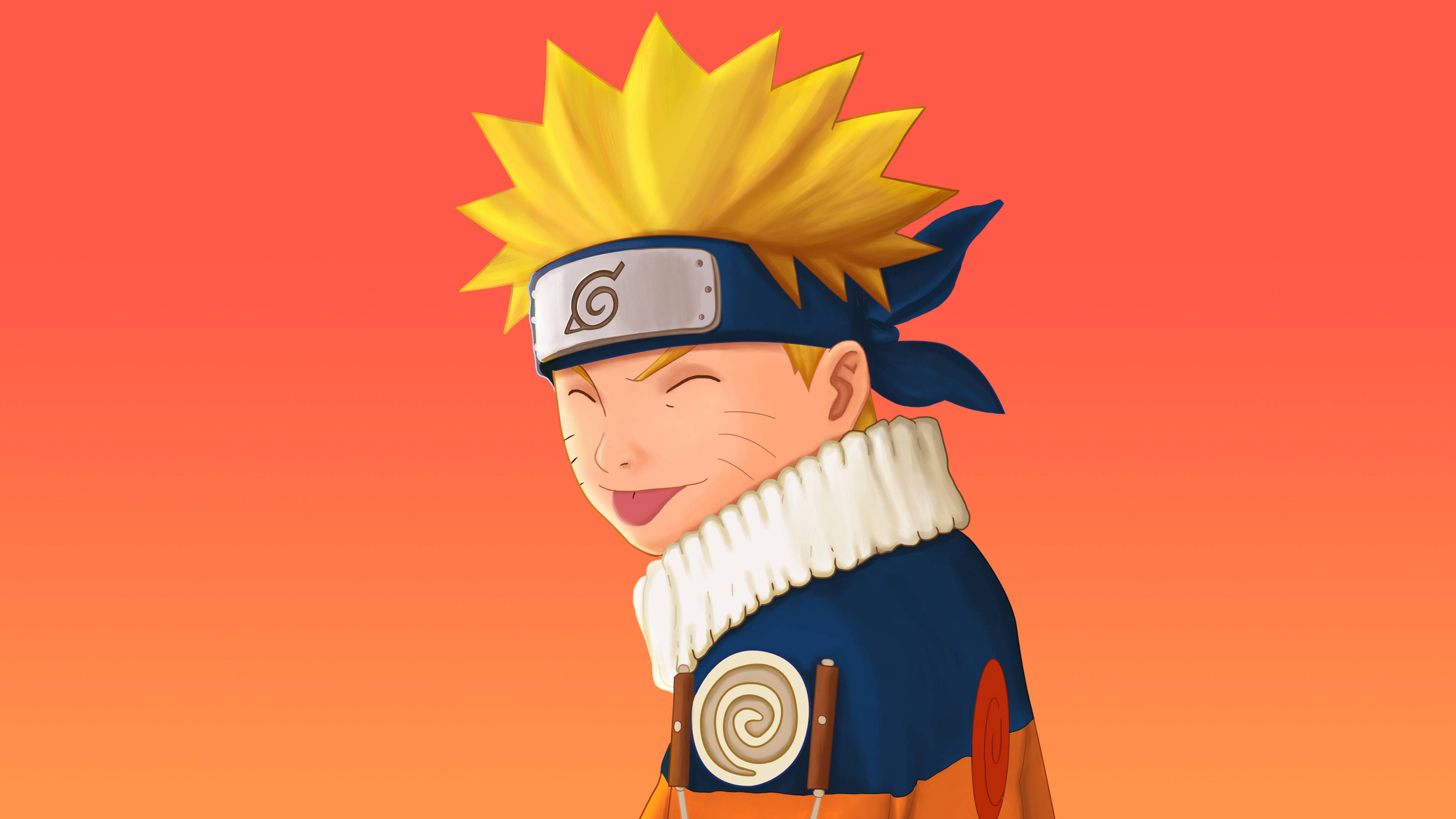 Naruto, spiky blonde hair, headband, 4K Desktop Wallpaper
