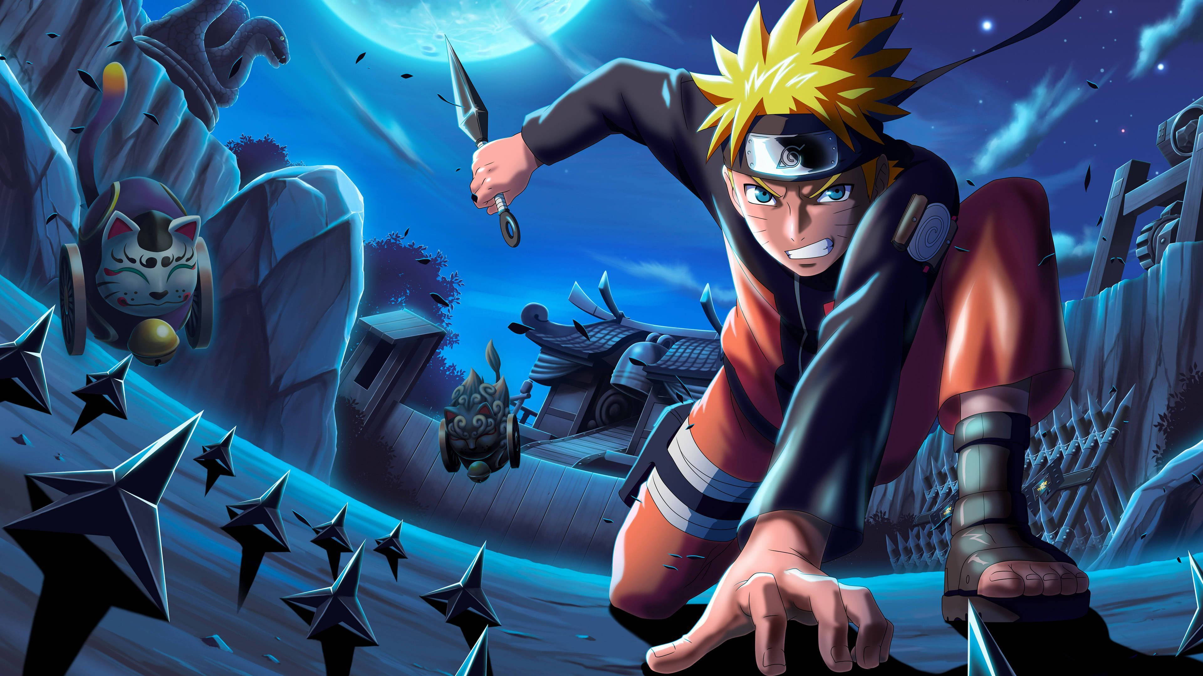 Naruto, kunai, shuriken, 4K Desktop Wallpaper