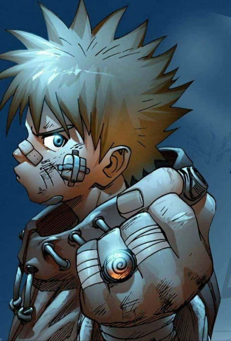 Naruto, spiky-haired anime boy, mechanical eye, SD Phone Wallpaper