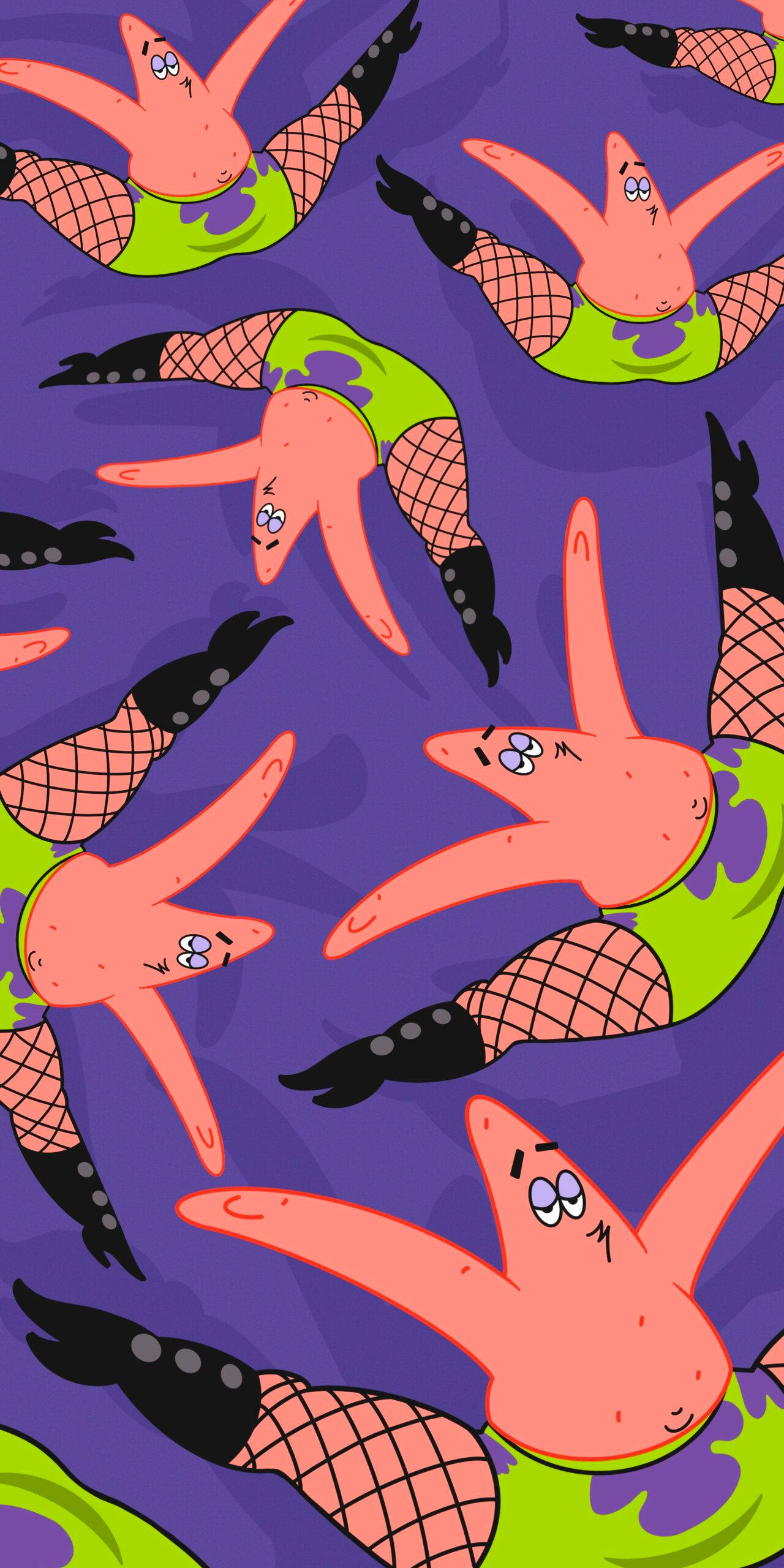 Patrick, starfish, green outfits, 2K Phone Wallpaper