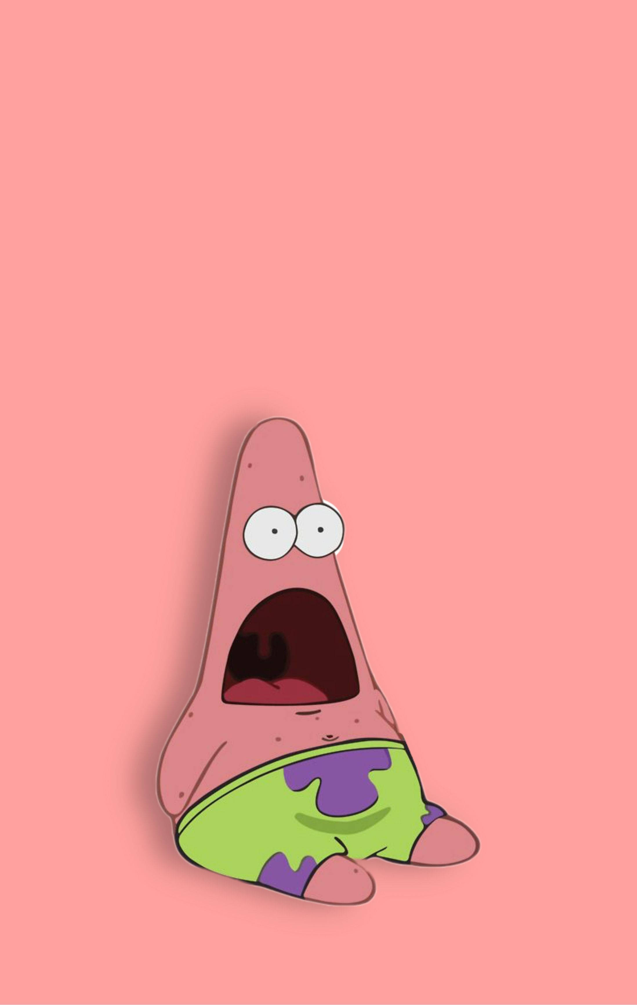 Patrick Star, pink background, cartoon starfish, 2K Phone Wallpaper