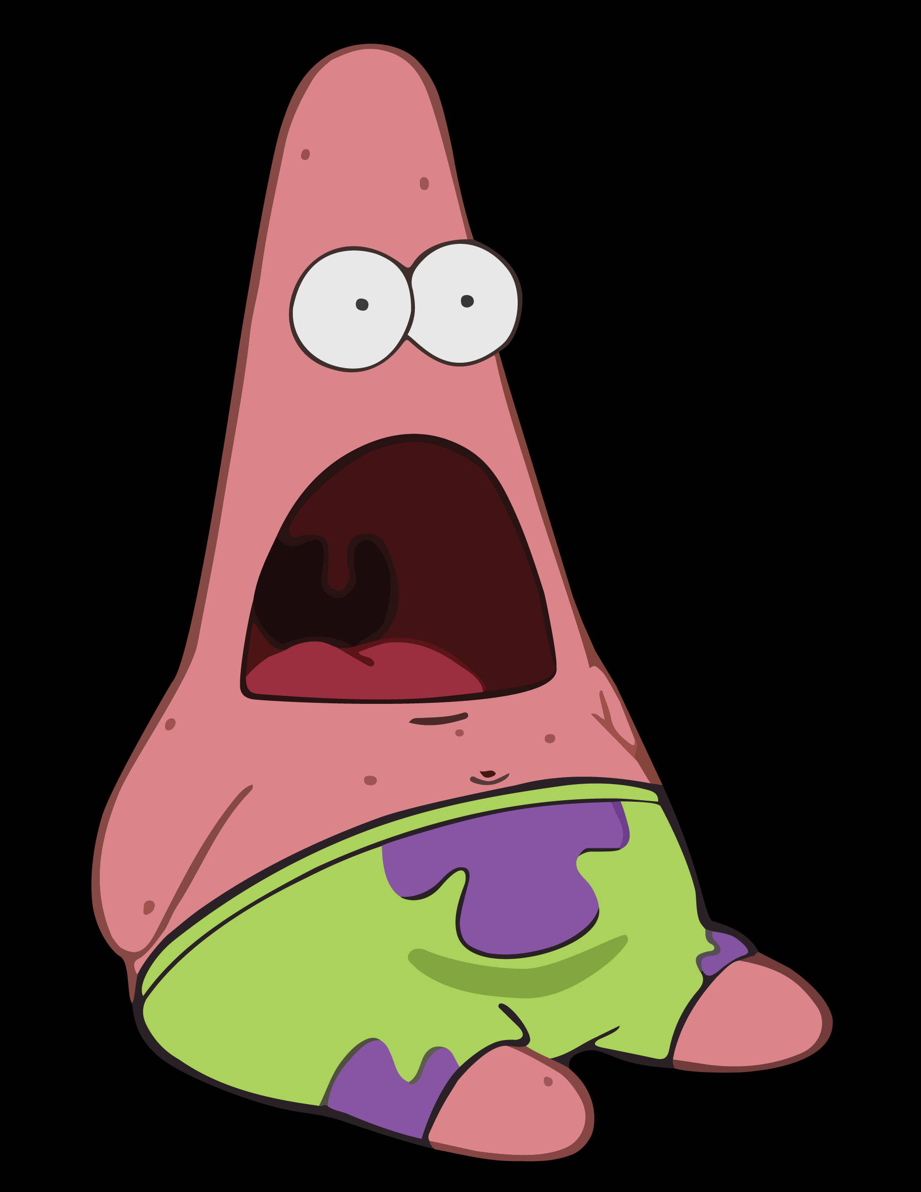 Funny Patrick, cartoon starfish, wide eyes, Full HD Phone Wallpaper
