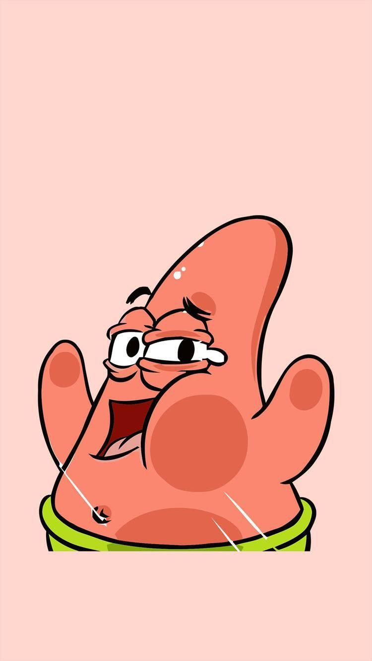 Patrick Star, green collar, soft pink background, HD Phone Wallpaper