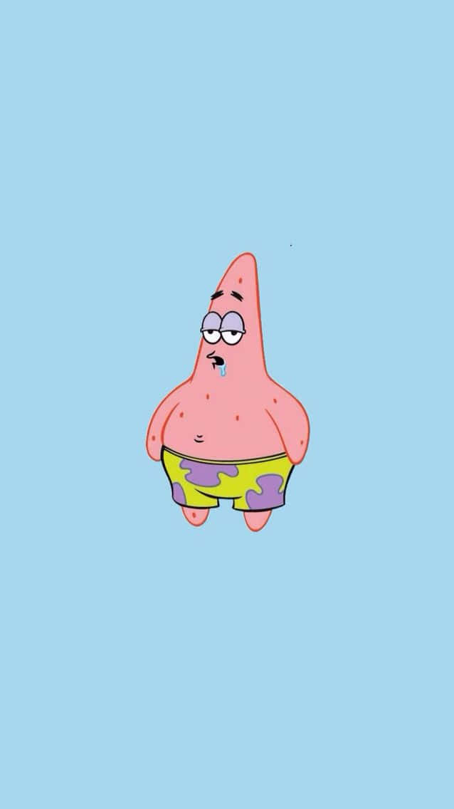 Patrick, cartoon starfish character, tired eyes, SD Phone Wallpaper
