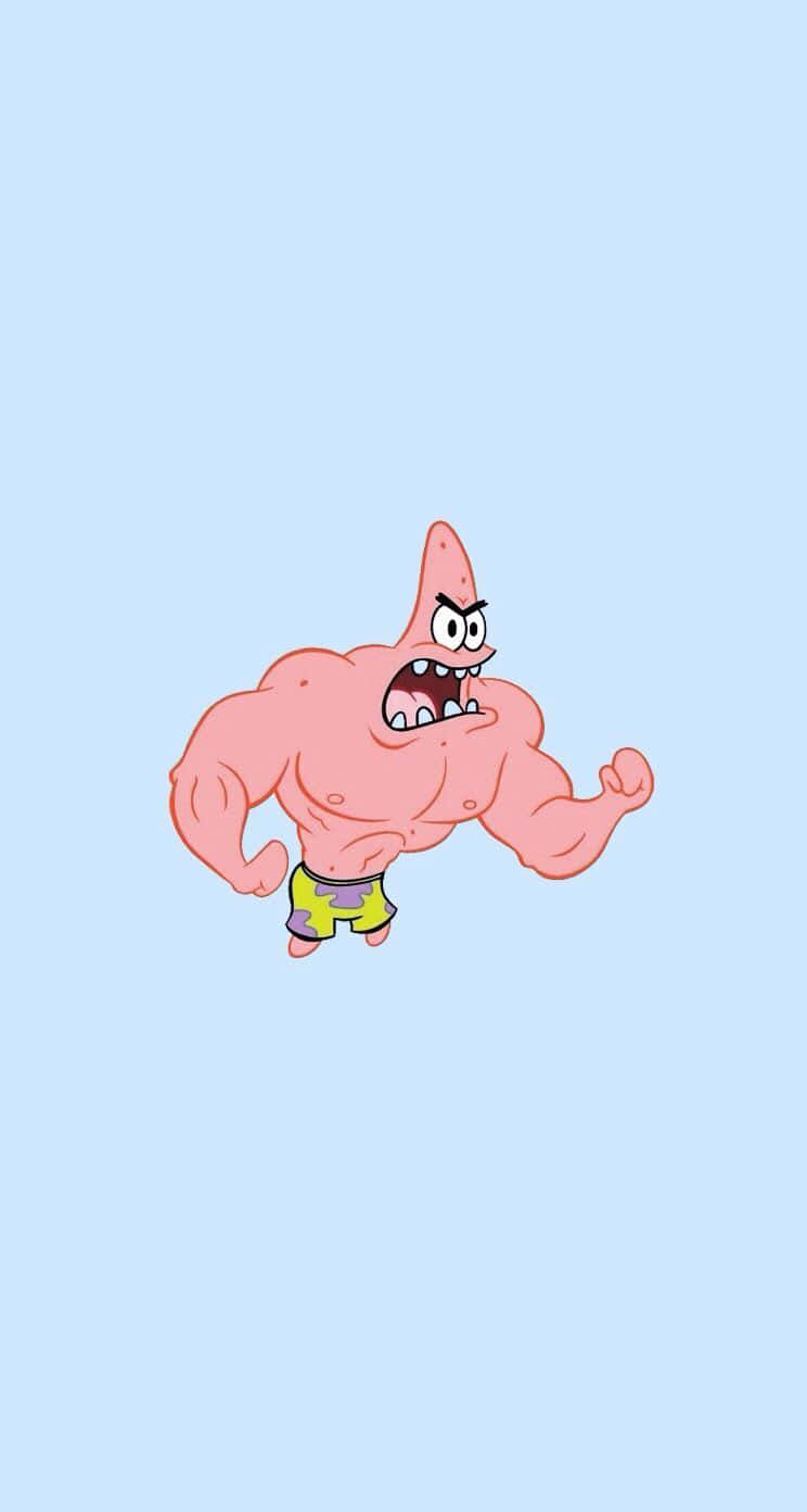 Patrick, muscular aesthetic, cartoon starfish, HD Phone Wallpaper