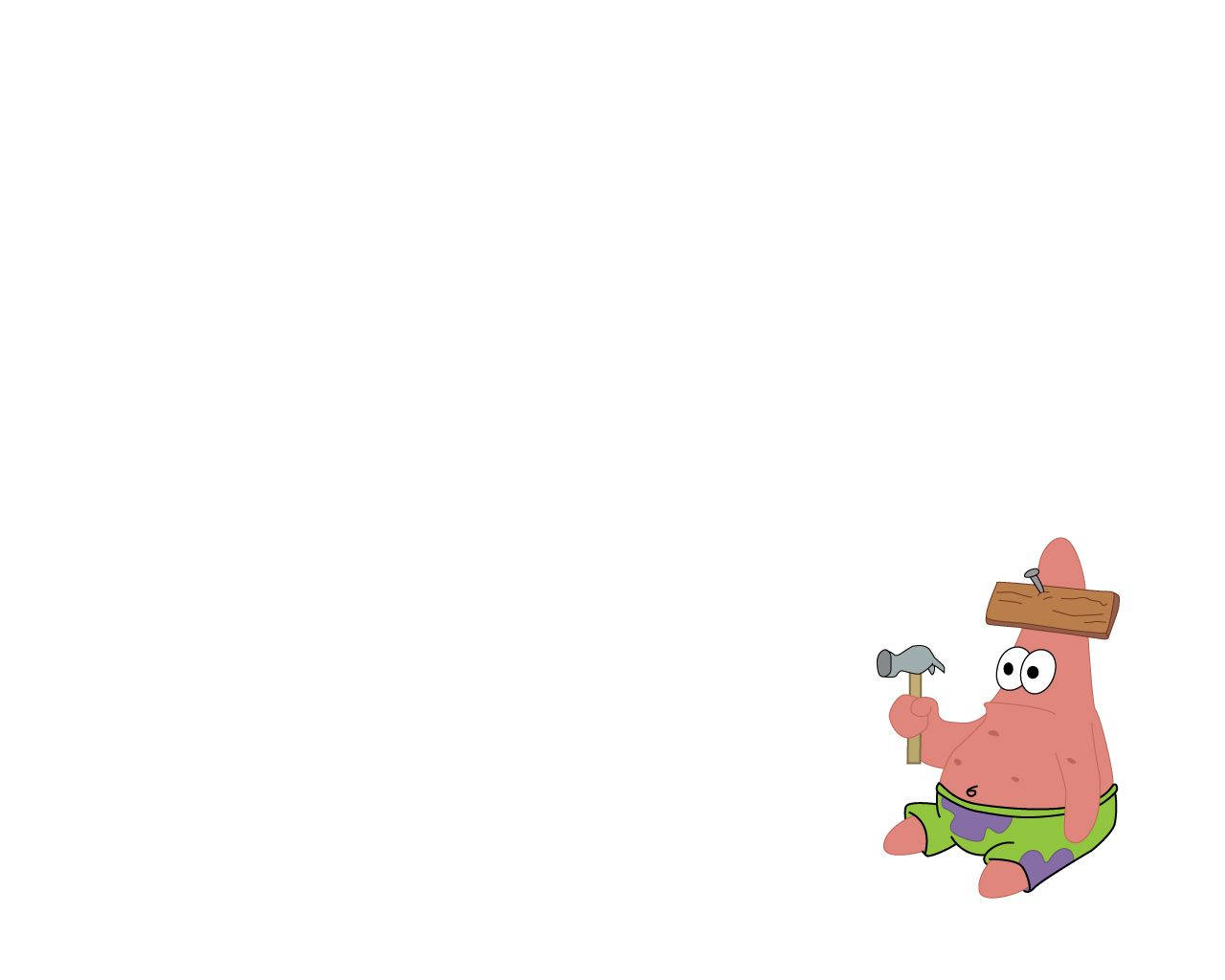 Patrick Star, hammer, nail, HD Desktop Wallpaper