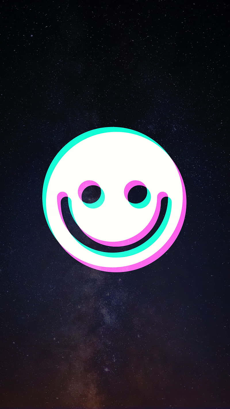 holographic smiley, neon pink, cyan, HD Phone Wallpaper