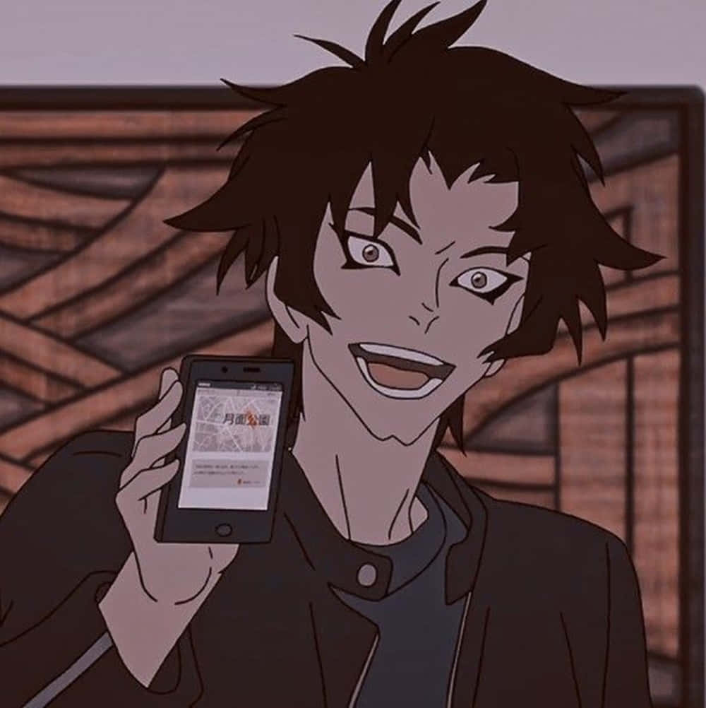 anime character, spiky black hair, phone, SD Phone Wallpaper
