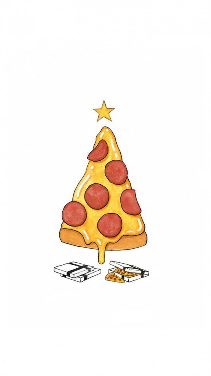 Pizza Christmas Tree, pizza slice, star, SD Phone Wallpaper