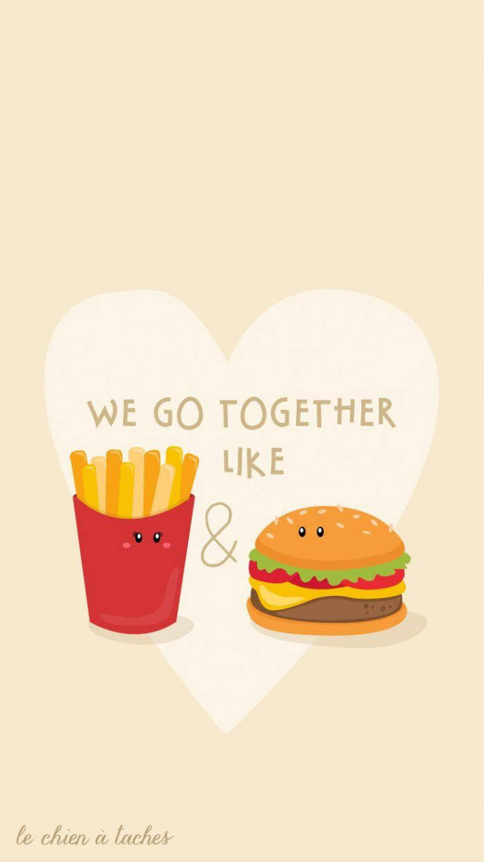 Burger And Fries Funny Phone, cartoon fries, burger with faces, SD Phone Wallpaper