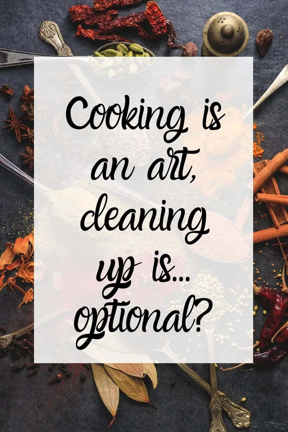 Cooking Art Cleaning Optional Quote, scattered spices, vintage spoons, HD Phone Wallpaper