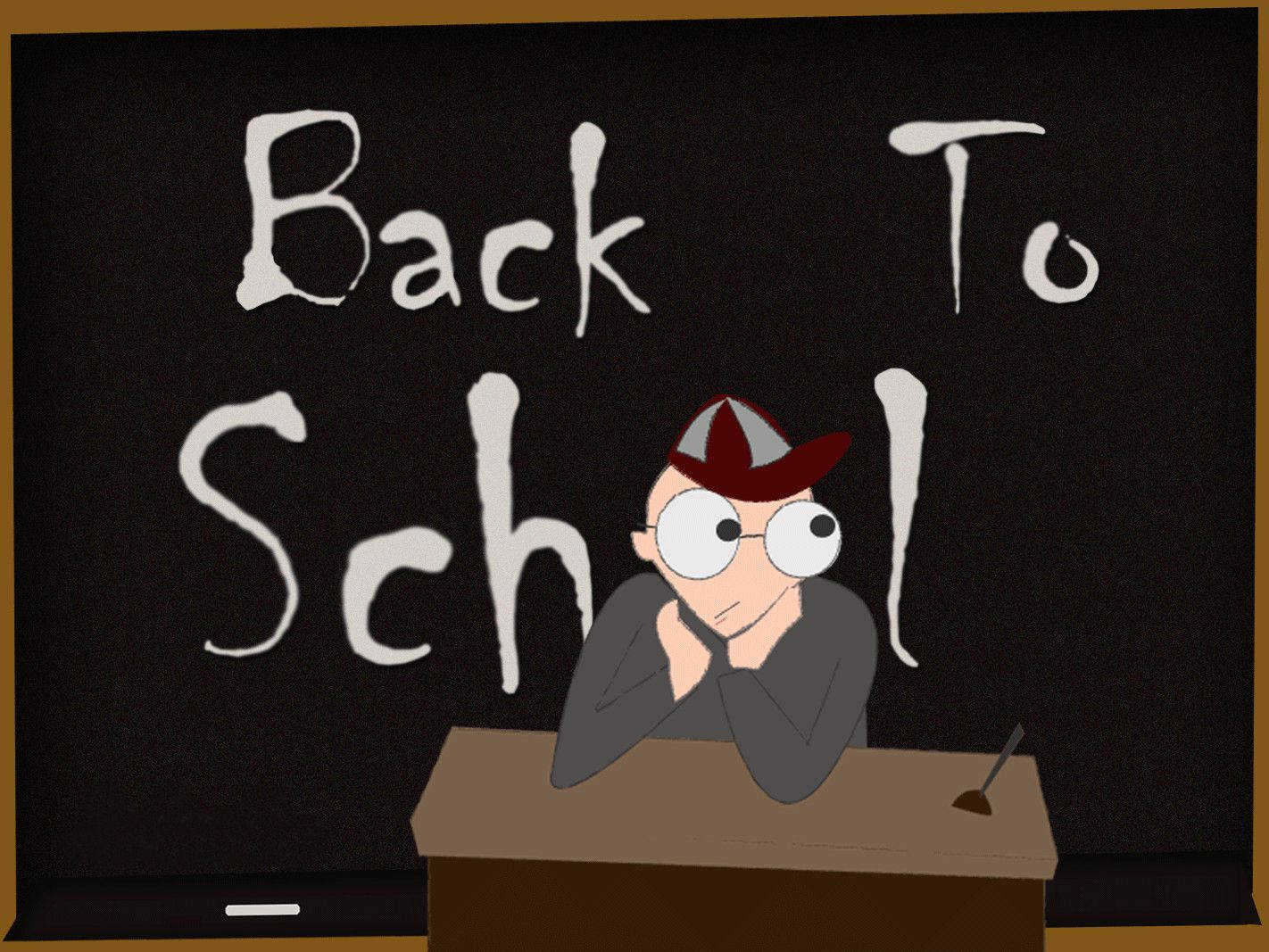 Back To School, chalkboard, cartoon student, HD Desktop Wallpaper