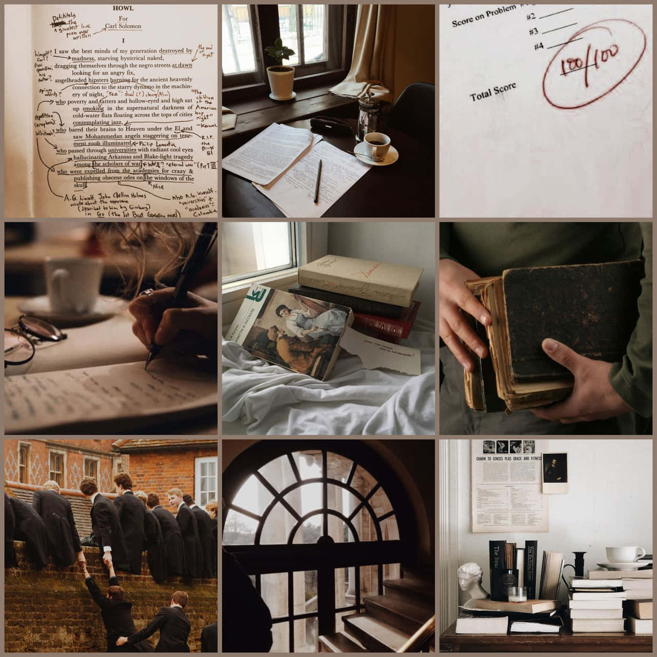 Back To School Aesthetic Collage, handwritten poetry notebooks, coffee books, HD Desktop Wallpaper