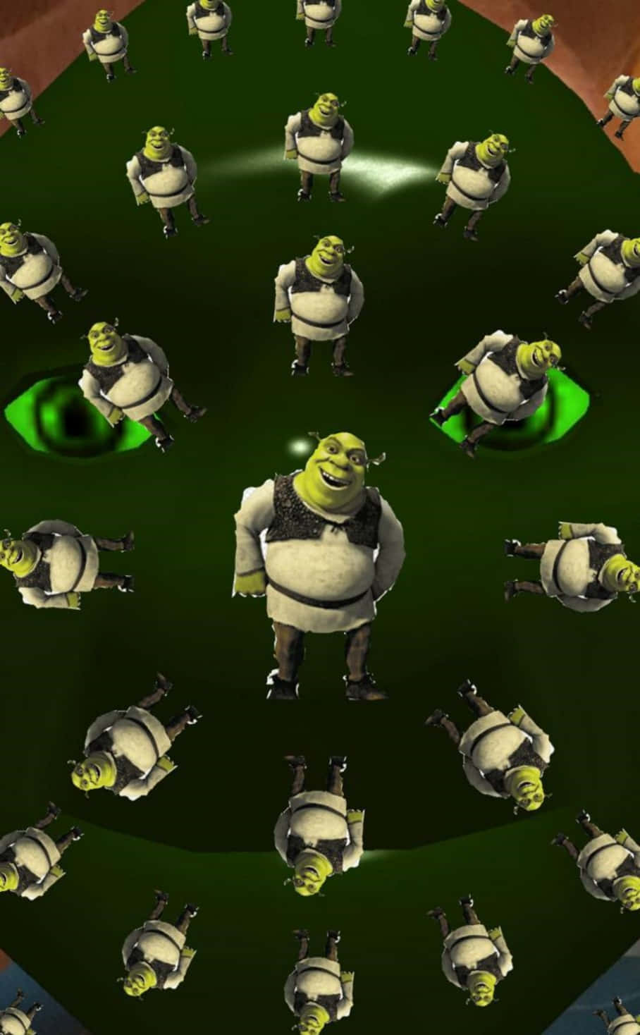 Shrek, kaleidoscopic pattern, dark green background, HD Phone Wallpaper